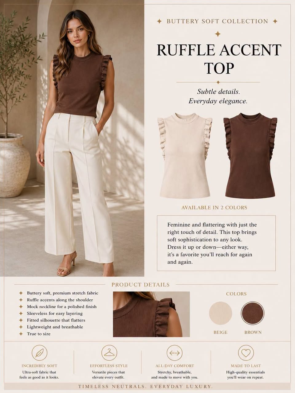 Italian linen side-tie tank collection card